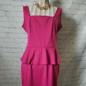 Women's Fuschia Peplum Dress. Size L.